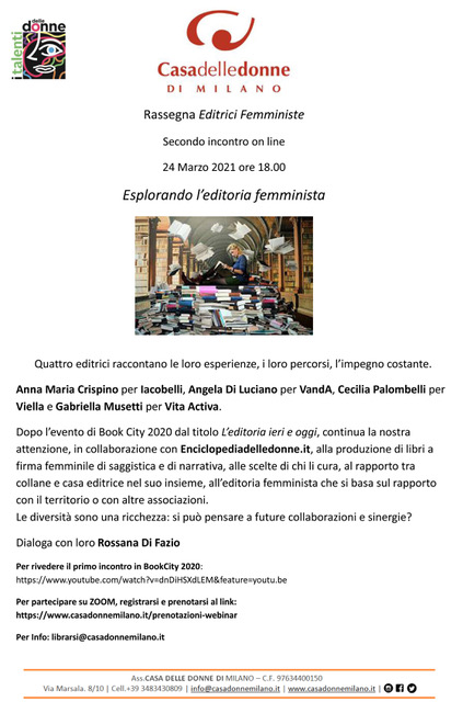 Locandina dell'evento "Esplorando l'editoria femminista"