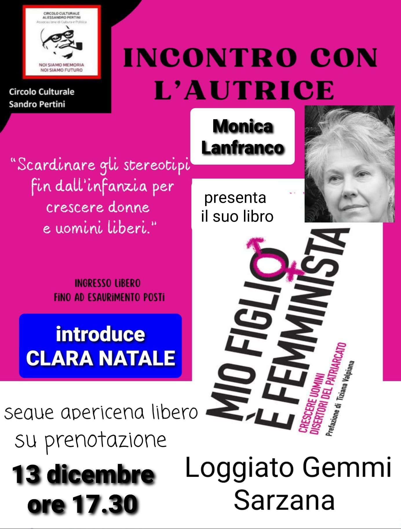 “Mio figlio è femminista” presentato da Monica Lanfranco a Sarzana